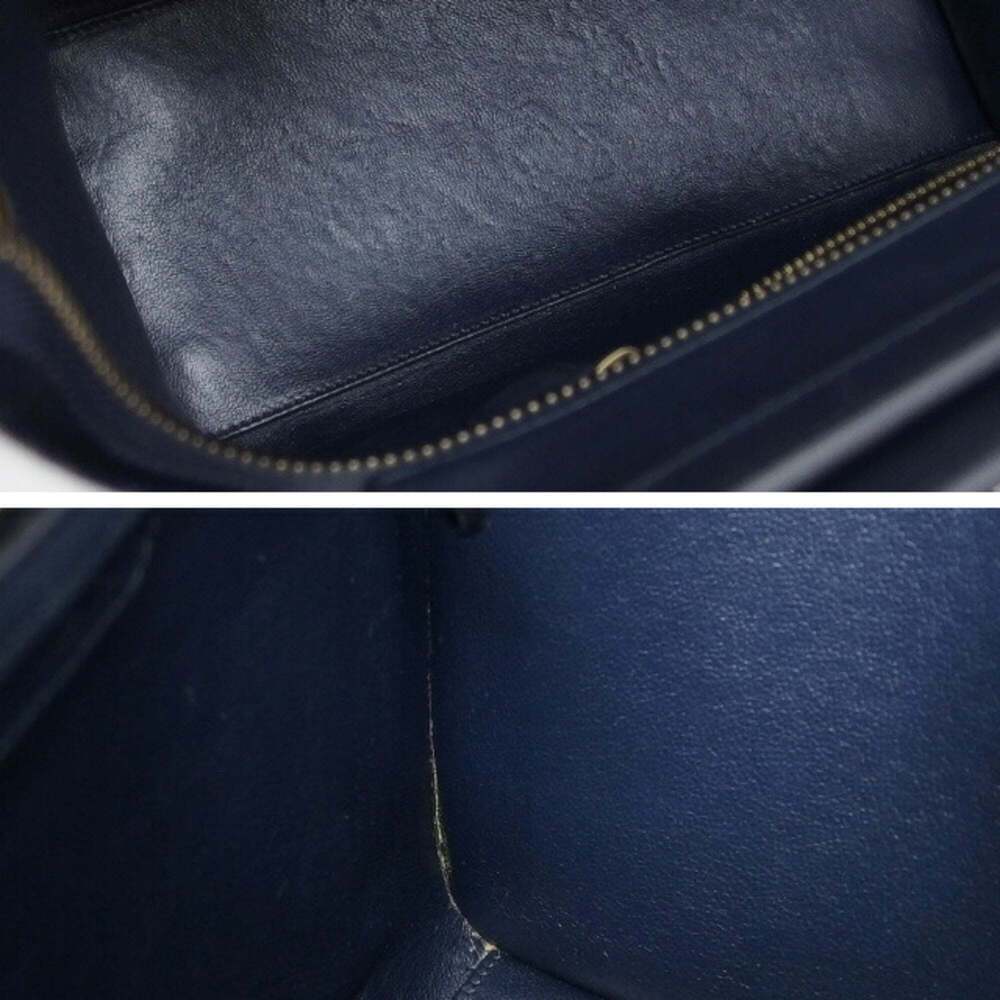 Celine Luggage Micro Shopper Striped Handbag Dark Navy - Picture 10 of 11